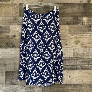 Talbots Skirt Womens 10‎ Petite Navy Blue & White A Line Faux Button Up Sheer